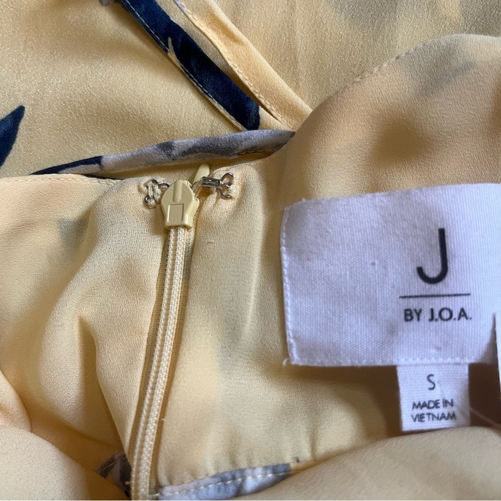 SOLD J.O.A. Butter Yellow Floral Ruffle Jumpsuit - Picture 4 of 9